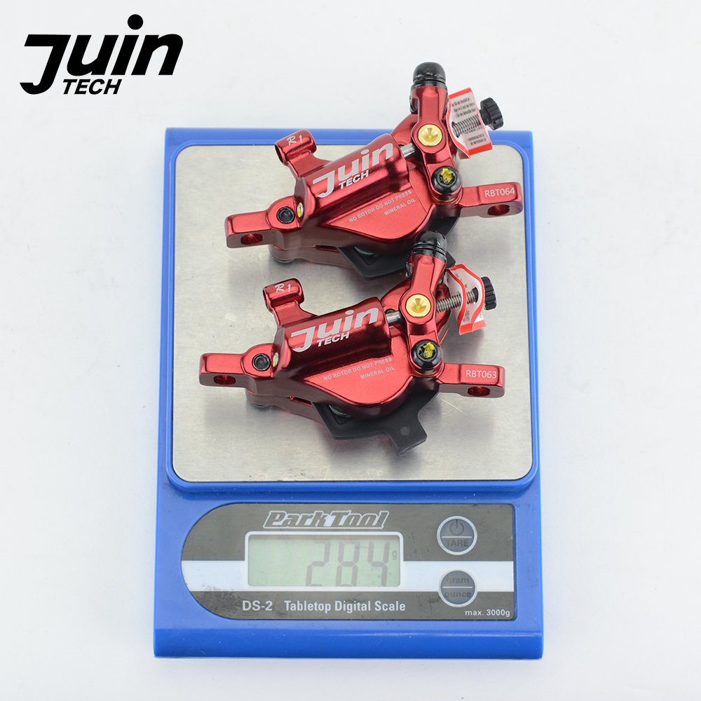 Juin Tech R1 Hybrid Hydraulic Road Disc Brake Set Cable Disc Dual Side Actuation Travel/CX Bike Caliper 160mm Rotor Post Adapte